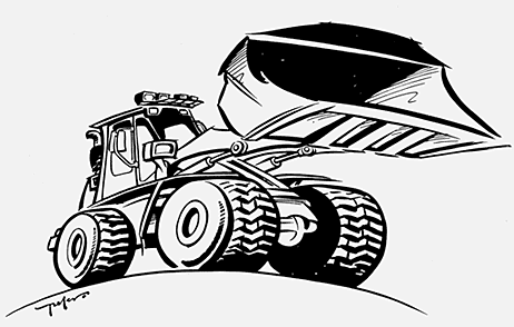 ink drawing of power truck