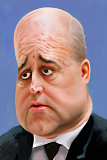 karikatyr målning Fredrik Reinfeldt
